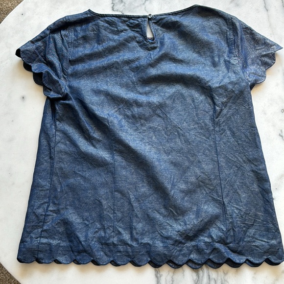 Vineyard Vines Shimmer Linen-Blend Scallop Top - Picture 4 of 11